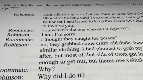 Detailed Message Thread Involving Charlie Kirk Accused and Roommate